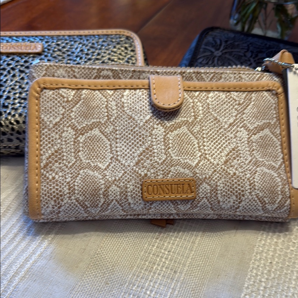 NWT…Consuela Beige and Cream Snakeskin Wallet
